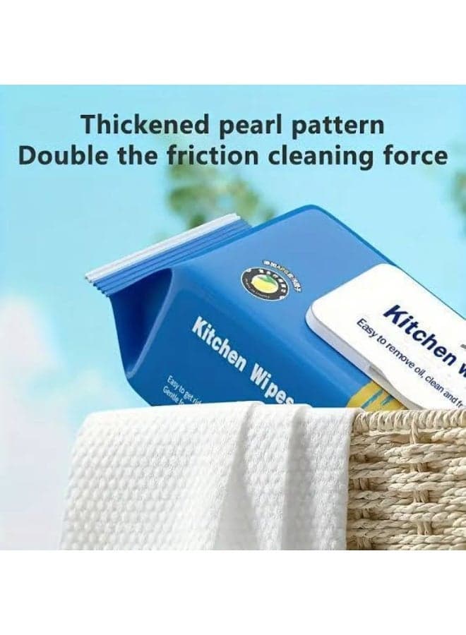 80 pcs Kitchen Cleaning Wipes | Strong Decontamination Kitchen Wipes | Disposable Kitchen Wet Wipes Household Cloth Towel For Removing Grease Stains And Tissue Wipes (٢)