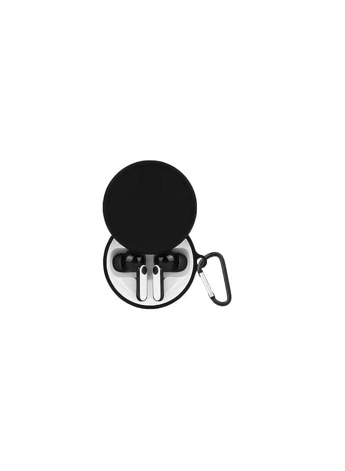 Silicone Cover Case Compatible with Oraimoo Freepods 4 Portable Protective Case Cover With Keychain For Oraimoo Freebuds 4 (Black) Headphone Cases (٢)