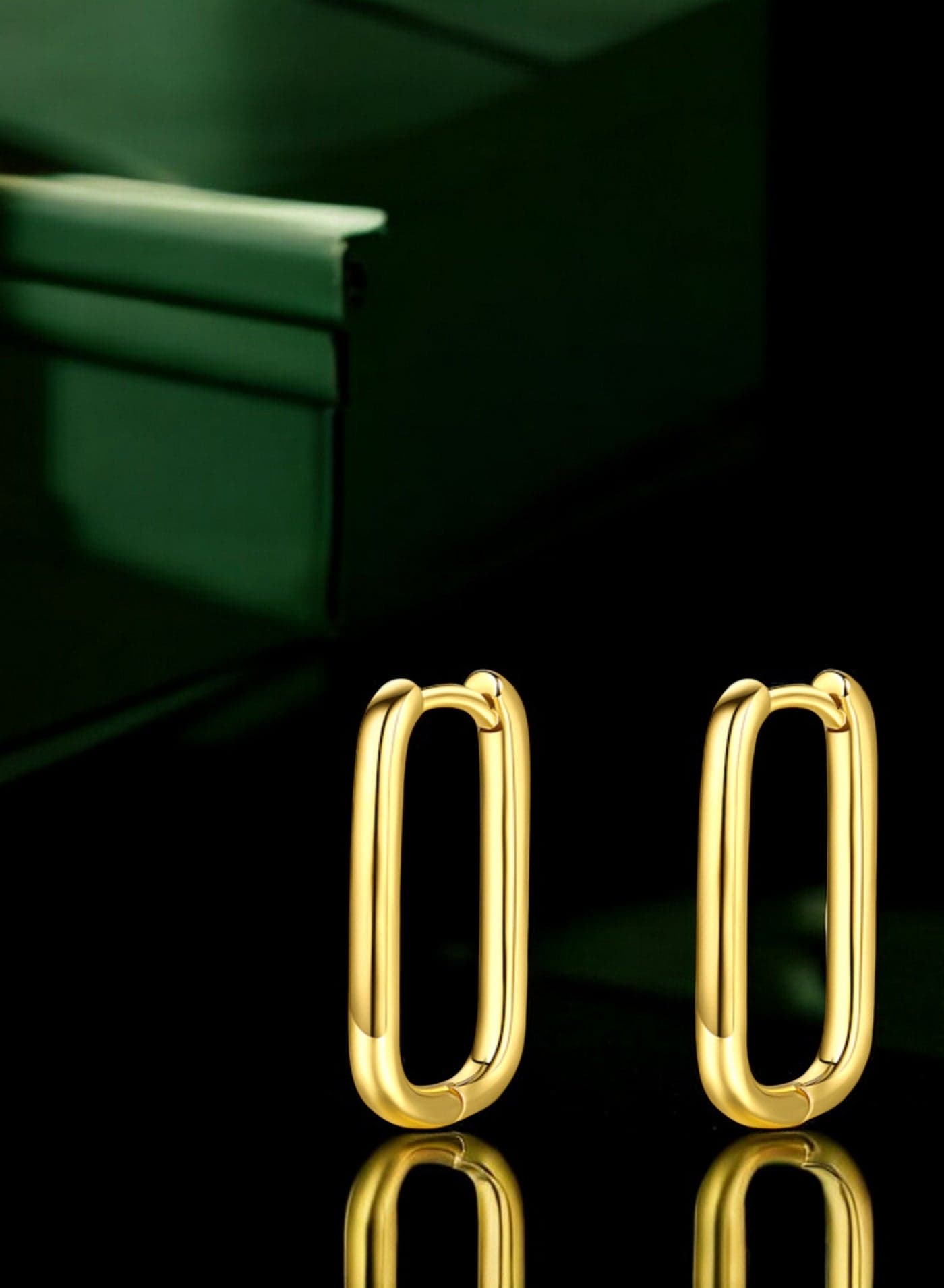 Elegant 18K Gold Plated Rectangle Hoop Earrings for Long Lasting Use, High Quality and Durable Women Jewelry, Stainless Steel, No Gemstone, for Women Women's Earrings Stud (2)