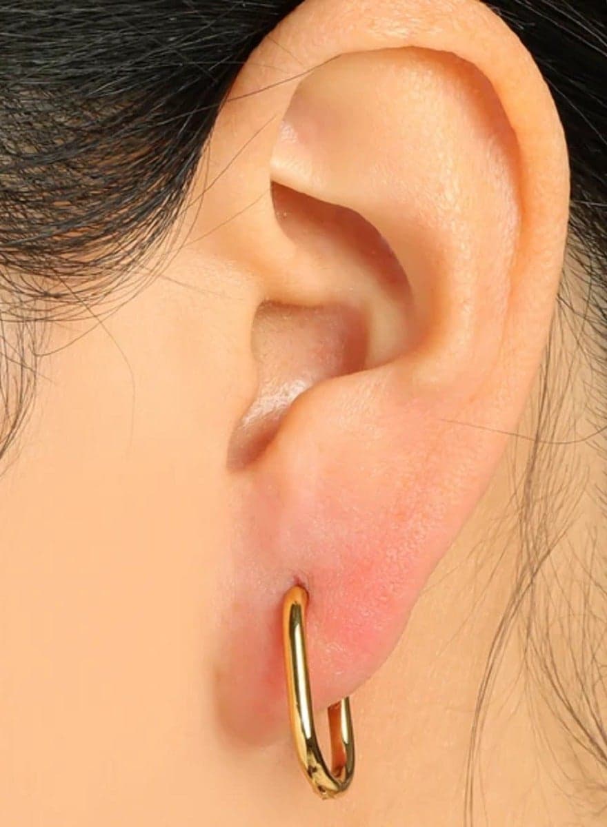 Elegant 18K Gold Plated Rectangle Hoop Earrings for Long Lasting Use, High Quality and Durable Women Jewelry, Stainless Steel, No Gemstone, for Women Women's Earrings Stud (3)