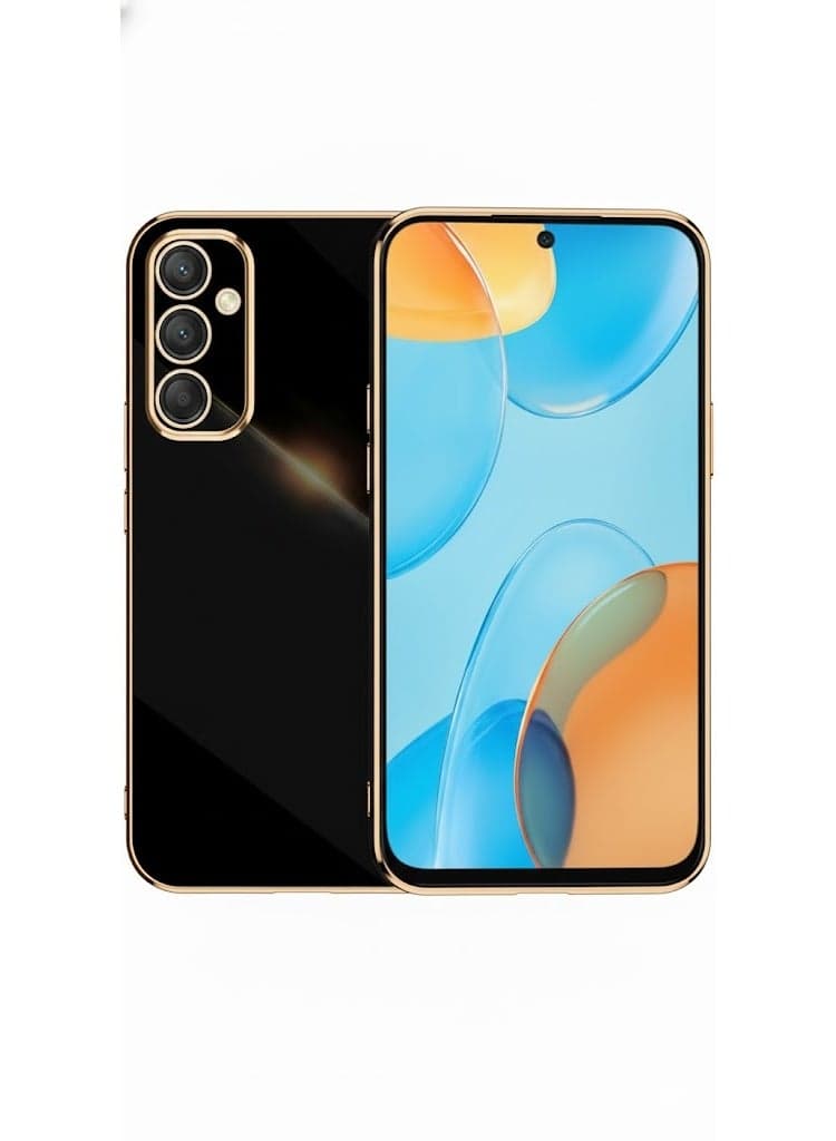 Compatible with Samsung Galaxy A55 Case Silicone Samsung A55 Phone Case 0.3mm Cute Slim Plating Camera Protection Accessories Cover Shockproof Bumper (Black)