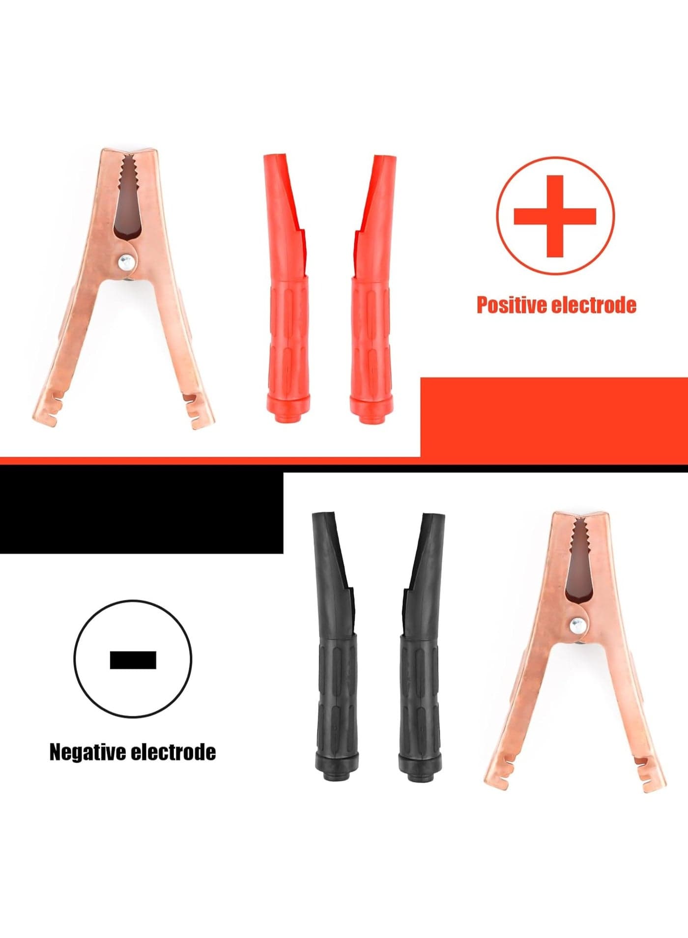 2 x Crocodile Clips, 800A Copper Car Alligator Clips with Insulated Sheath, Starter Cable Clamps, for Jump Leads, Car Battery, Car Vehicle Charging Cable Jumper Cables (٤)