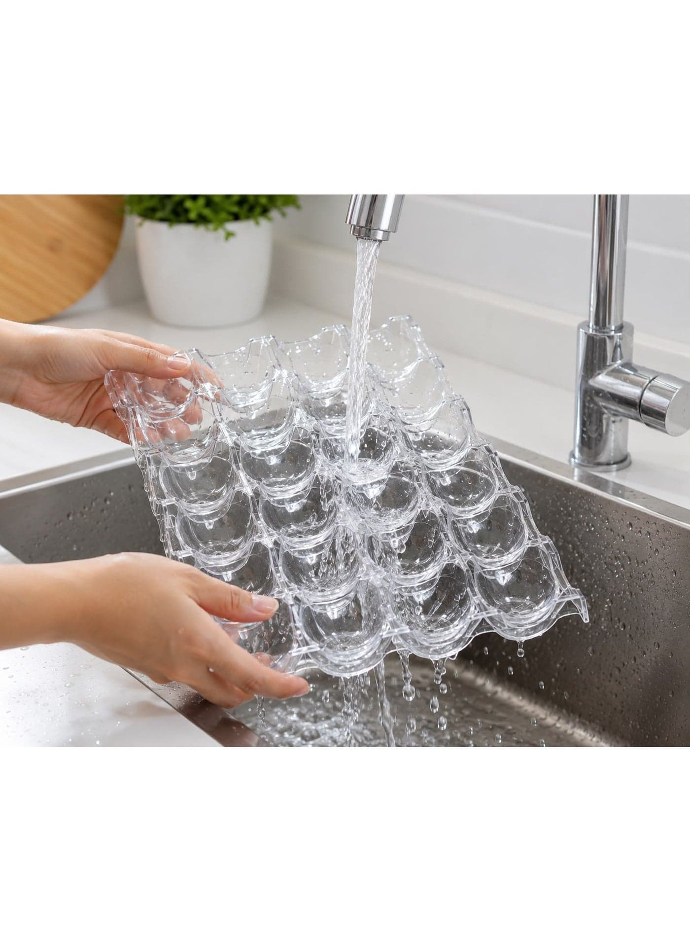 24-Eye Transparent Egg Organizer - Space-Saving Fridge Storage Container for Eggs, Durable BPA-Free Plastic Stackable Tray for Fresh Eggs Easy Cleaning Egg Holders (٤)