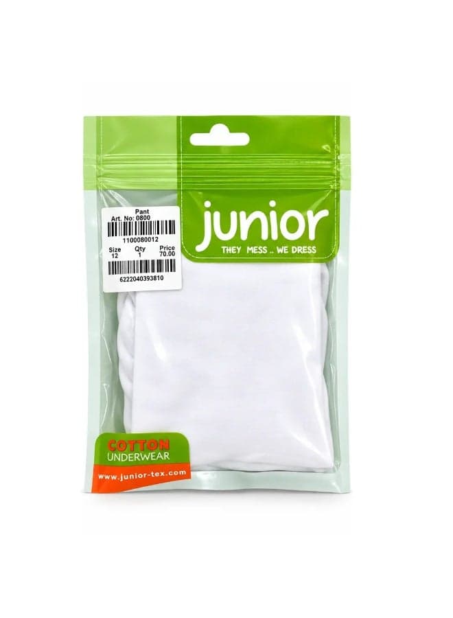 Junior Baby Pants, 100% Cotton, White, 12 Months Organisers & Storage