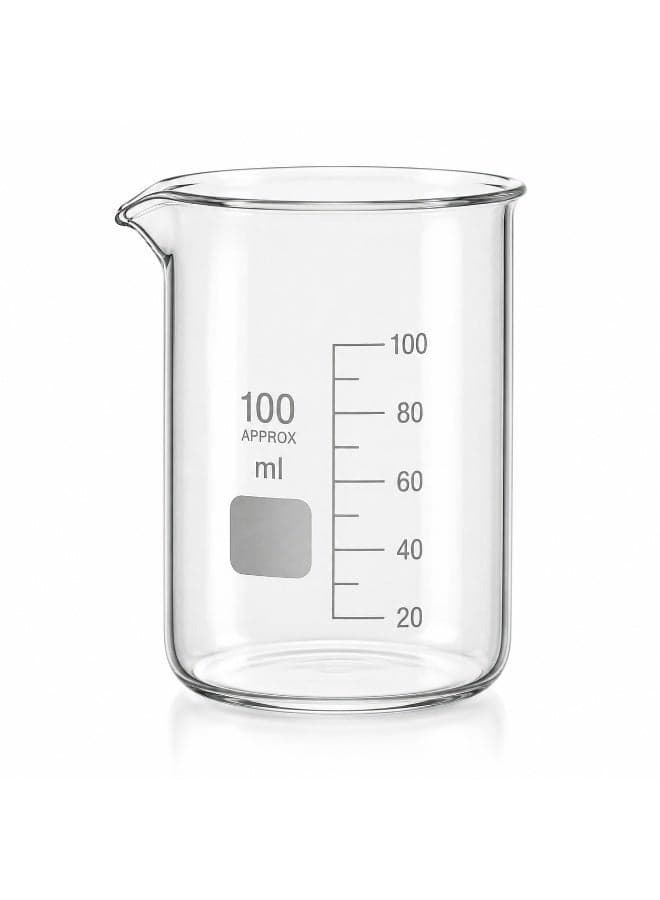 100ml Laboratory Glass Beaker with Graduation Marks – Clear Heat Resistant Measuring and Mixing Beaker Education & Crafts
