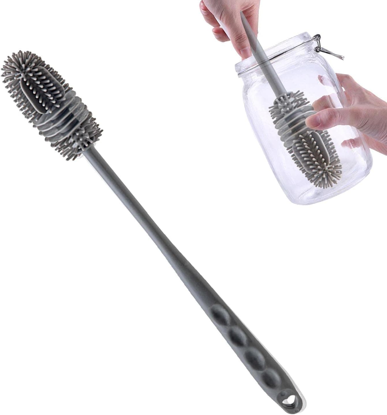 Baby Bottle Cleaner Brush with Holder, Silicone Bottle Brush, Long Handle Cup Cleaner, BP-Free Cleaning Brushes (3)