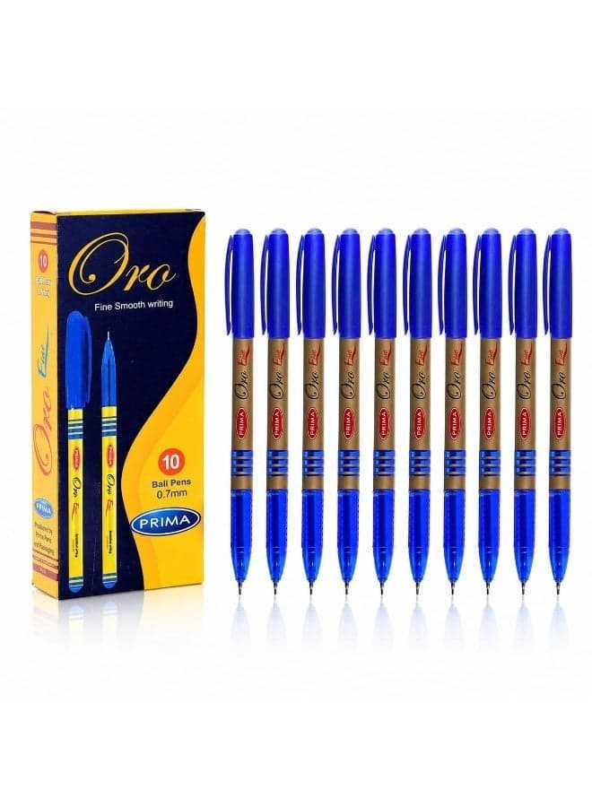 Prima Oro Ballpen - Box of 10 - Blue - Elegant & Comfort Writing Ballpoint Pens