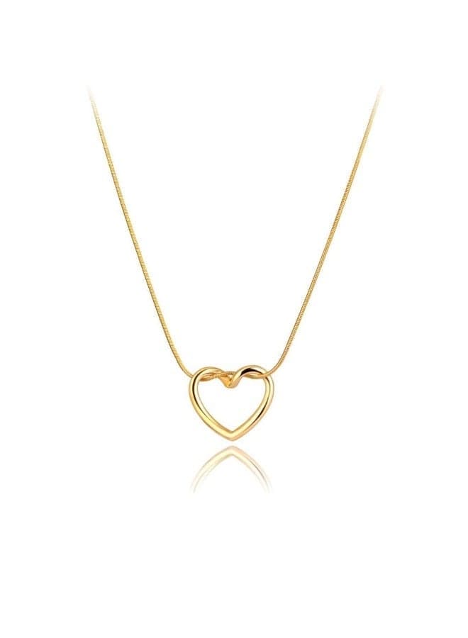 Italian stainless steel heart-shaped necklace with gold-tone plating and chain for women (heart pendant) Women's Necklaces