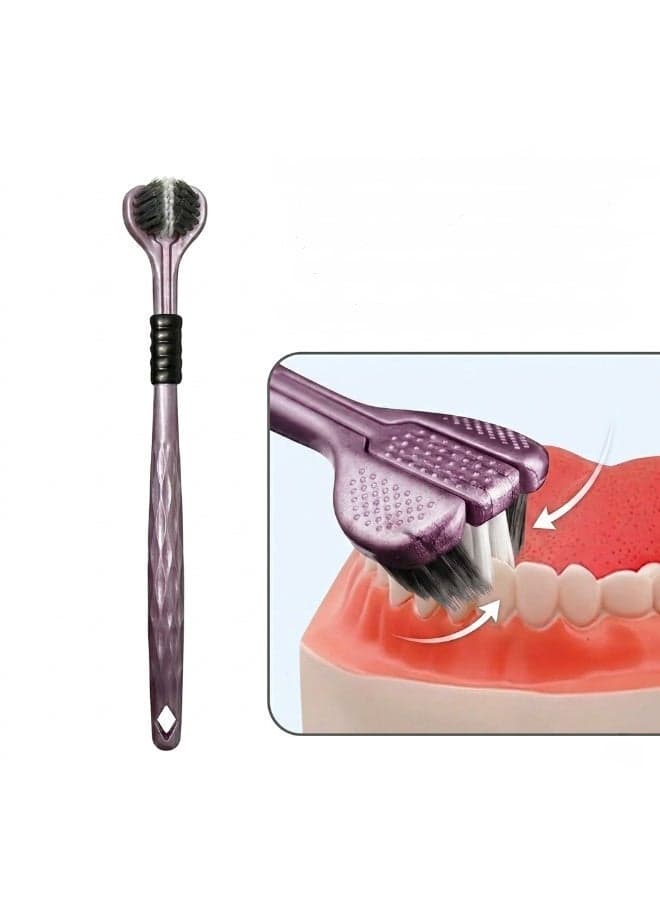 Ultra-Soft 3-Sided Toothbrush – Wrap-Around Bristles for Deep Teeth & Gum Cleaning (Random Color) Manual Toothbrushes