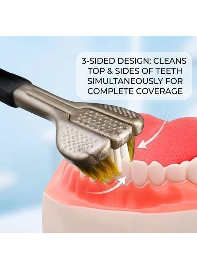 Ultra-Soft 3-Sided Toothbrush – Wrap-Around Bristles for Deep Teeth & Gum Cleaning (Random Color) Manual Toothbrushes (٢)
