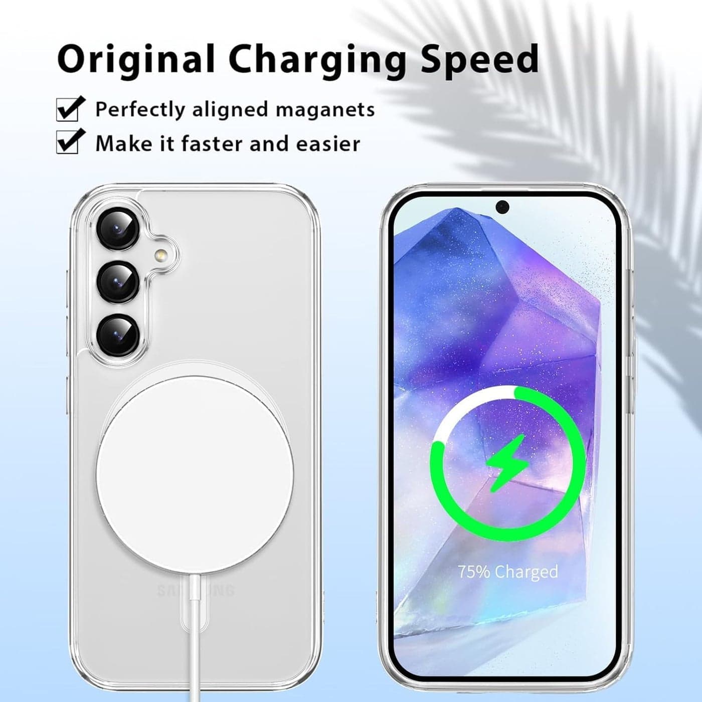 Grabist Phone Case For Samsung Galaxy A26 5G, Crystal Clear Case Compatible with MagSafe, Anti-Yellowing, Shockproof Protective Back Cover (Transparent) (٧)