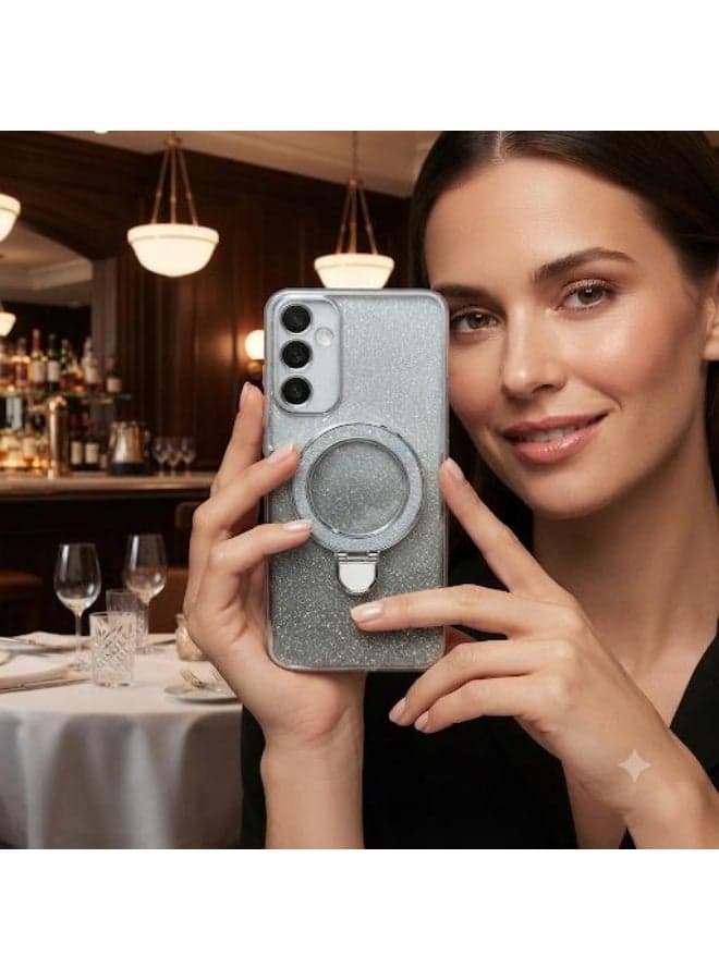 Cover case for (Samsung Galaxy A05S) luxurious, clear case with a glitter finish that is resistant to scratches and impacts, and provides full camera protection. (٣)