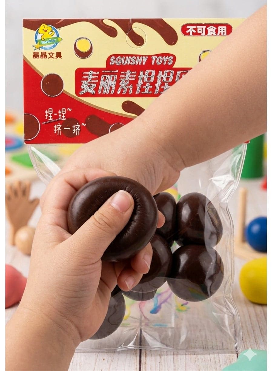 "Squishy" Chocolate Sponge Balls Toy to Relieve Stress and Anxiety for Children and Adults - Brown.