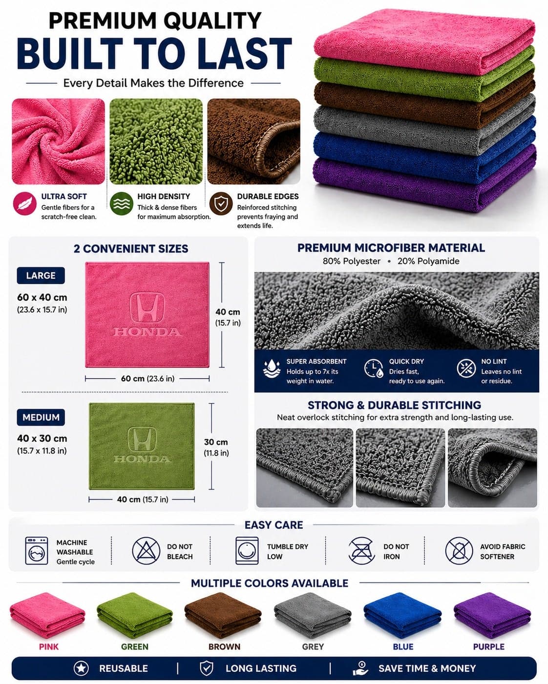 Microfiber Car Cleaning Towel, Ultra Soft, Super Absorbent, Scratch-Free, Quick Dry Cloth for Car Detailing – 60 * 40 CM – Pink (٤)