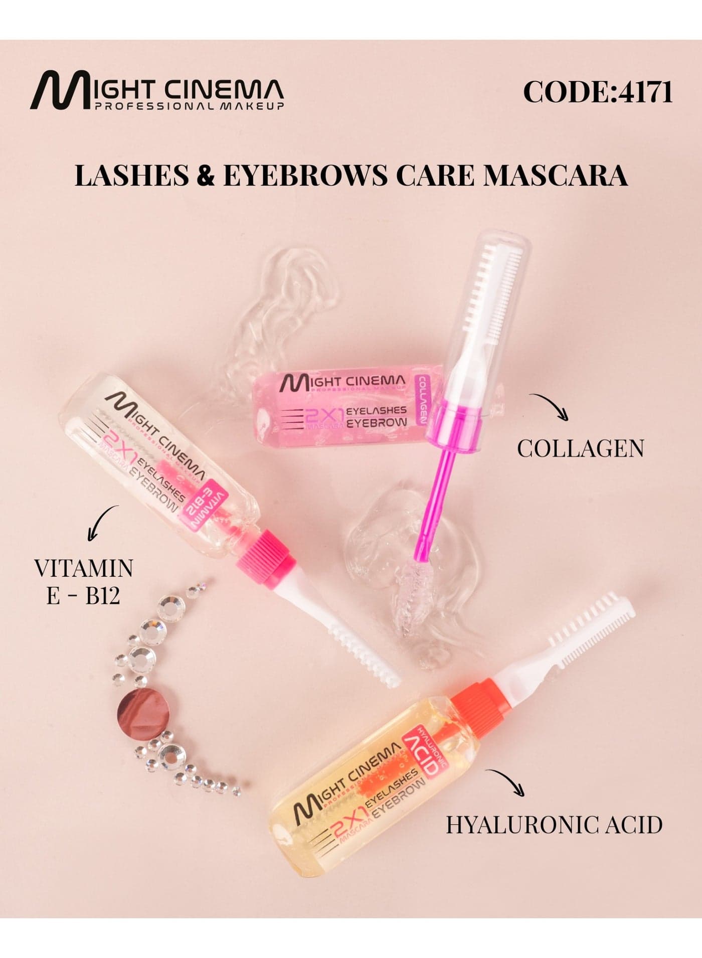 Transparent collagen mascara for eyelashes and eyebrows 2 in 1 - Might Cinema - 4171 Eyebrow Creams & Gels (3)