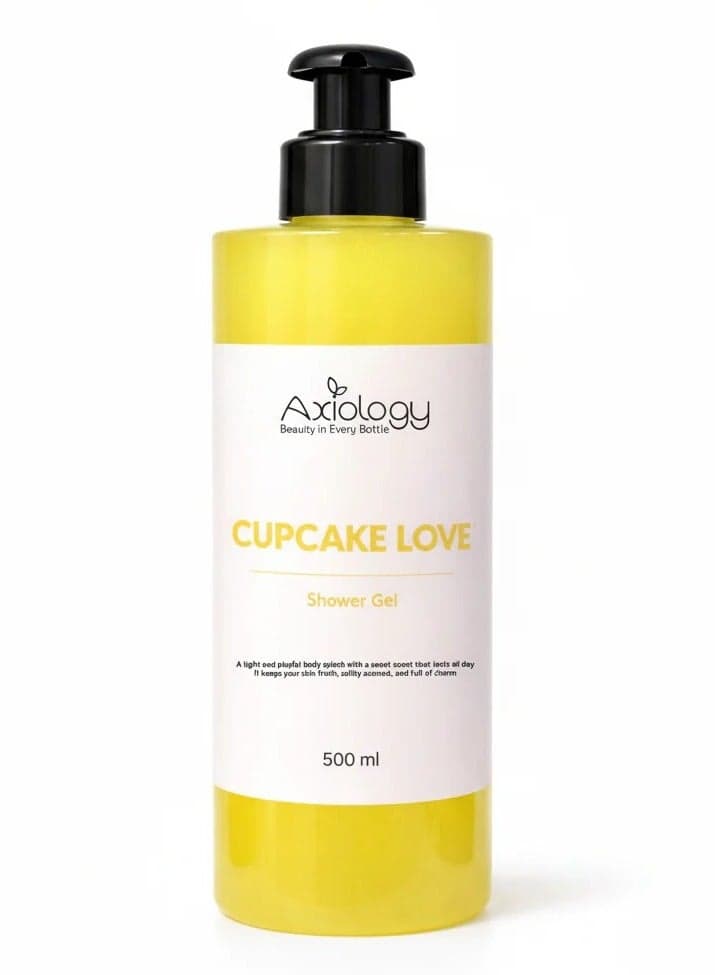 Axiology Cupcake Love Shower Gel, Moisturising Daily Body Wash with Coconut Oil, 500 ml