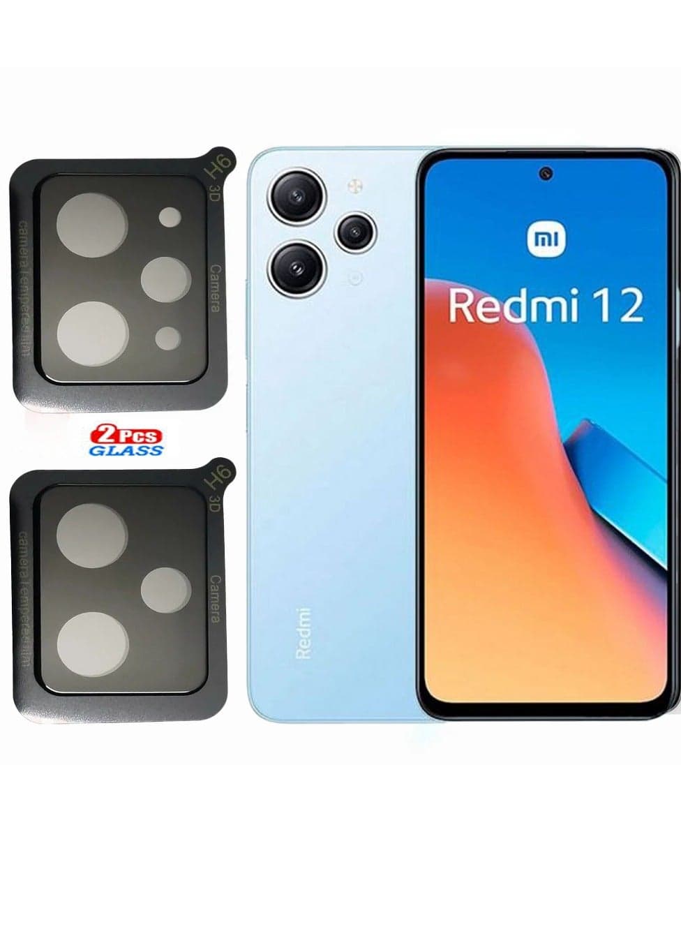 2pack Camera Lens Protector Back Tempered Glass Camera 9H Clear Glass Case Friendly Cover Lens Protector For Mi Redmi 12 4G (Black) Mobile Lens & Lens Protectors