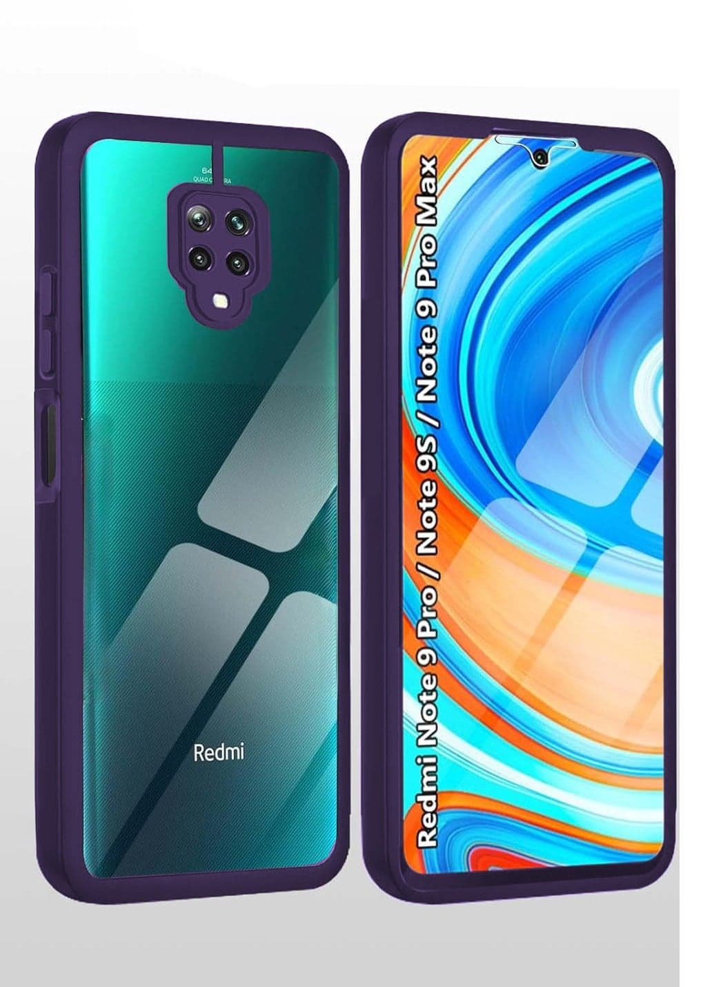 Bumper Protective Case for Xiaomi Redmi Note 9s/Note 9 Pro/Note 9 Pro Max Silicone TPU Bumper Ultra Durable Ultra-Safe Camera Optimum Solution (Purple)