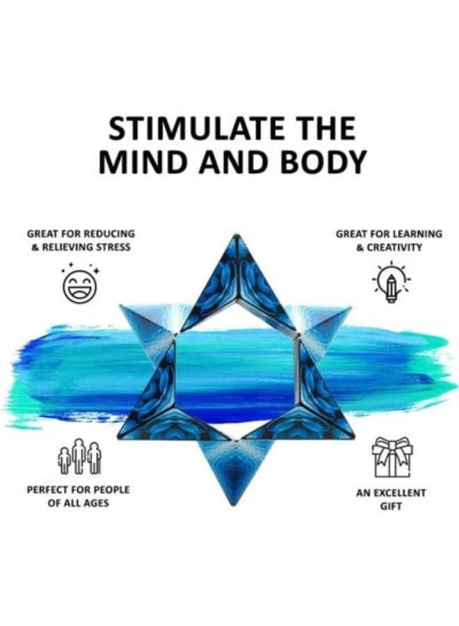KIDSZONE Shape Shifting Box - Award-Winning, Patented Fidget Cube w/ 36 Rare Earth Magnets - Transforms Into Over 72 Shapes, Boys & Girls gift (Blue) Brain Teasers (٣)