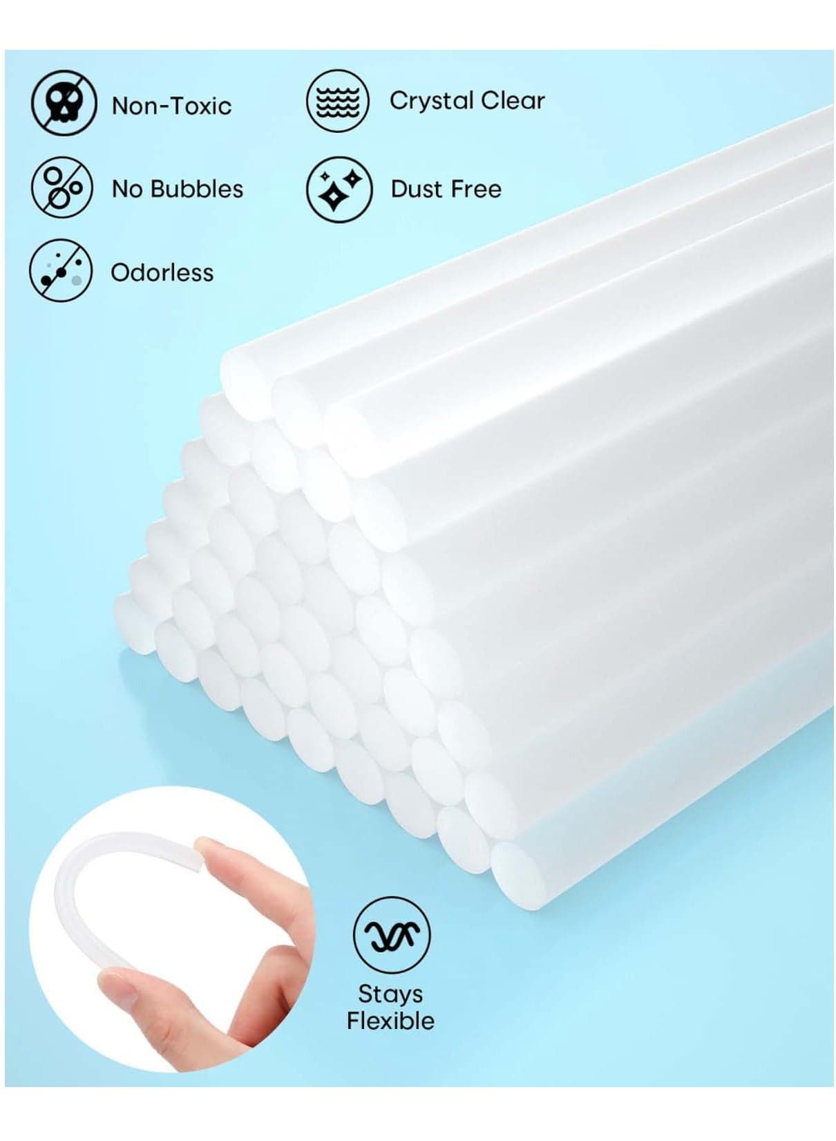 Glue Stick For hot Melting Quick-Drying Clear Adhesive Hot Melt Glue sticks Strong Bonding for DIY School Crafting Arts Crafts and Home Repairs Improvement Projects 20cm 5 Pcs Set (٤)