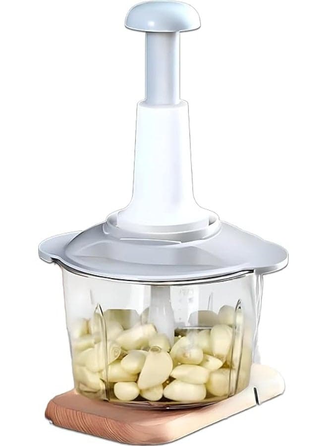 Generic Manual Hand-Push Food Chopper – Garlic, Onion & Vegetable Dicer with Stainless-Steel Blades, Transparent Bowl, Non-Slip Base, Easy to Clean – 1pcs Pressure Cookers