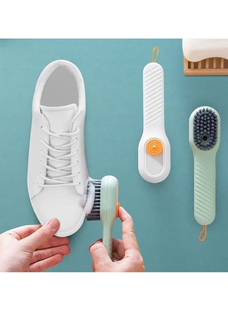 This versatile shoe cleaning brush features a comfortable handle and is also suitable for cleaning household items. It includes a liquid dispenser for washing solutions and has soft, professional-grade bristles. Available in multiple colors. (3)