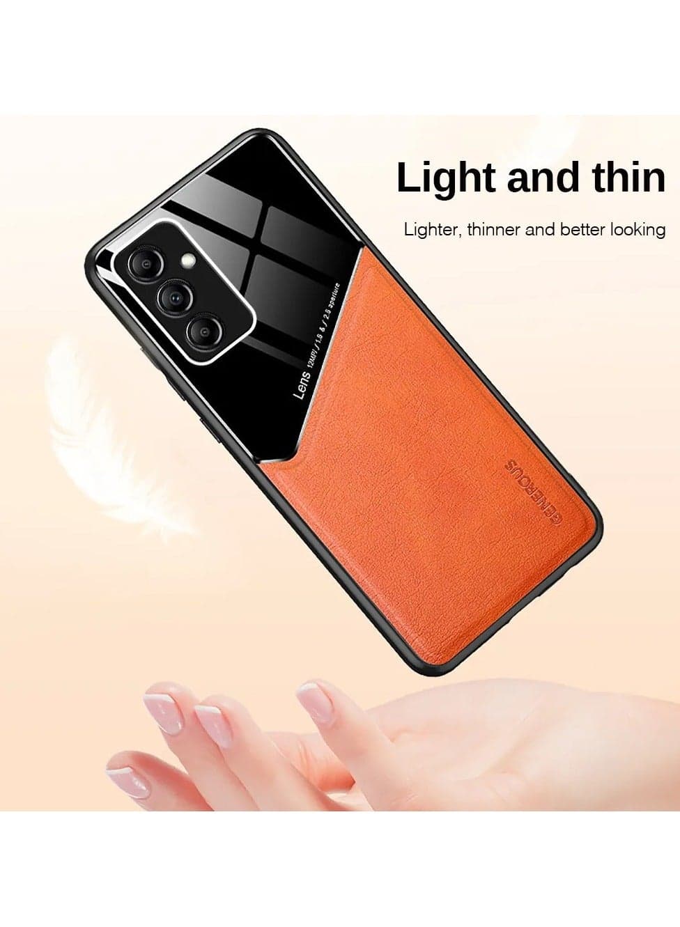 Case Compatible With Samsung Galaxy A25 Cover Luxury Leather And Glass With Car Magnetic Holder Phone Cover Soft Frame Silicone (Black) (٣)