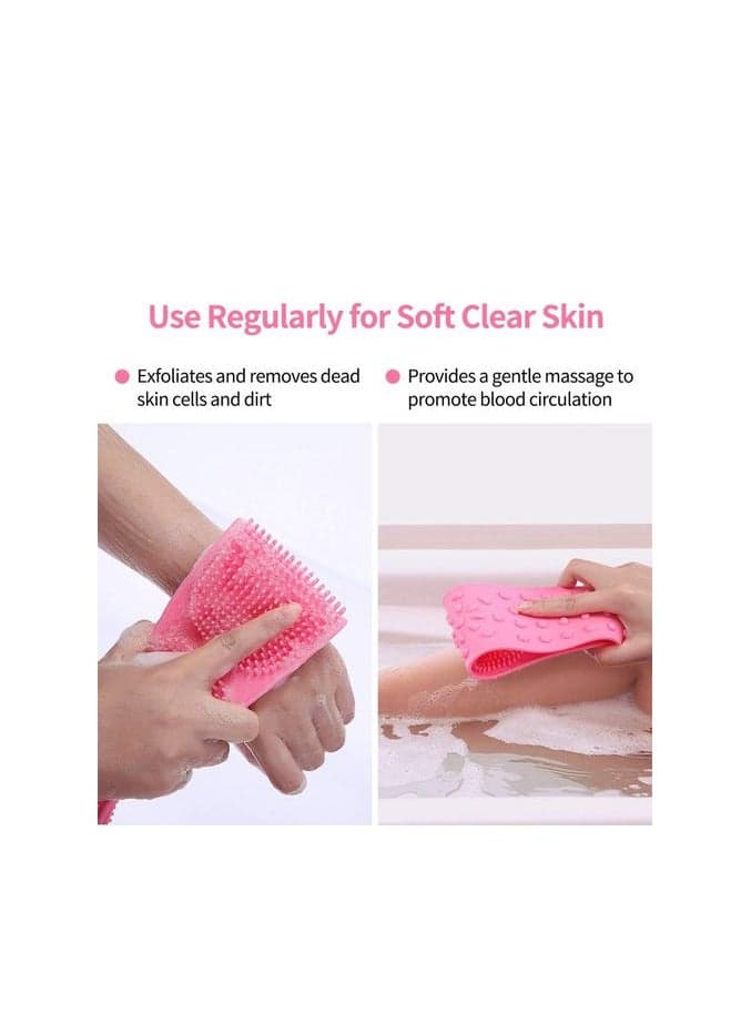 Pack Of 2 Silicone Dual Sided Back Scrubber Multicolour 30inch Body Brushes (٥)