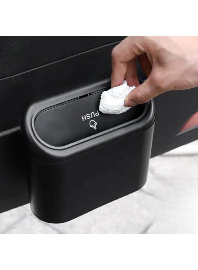 Plastic Car Trash Can with Lid – Mini Manual-Lift Vehicle Trash Bin, Car Garbage Organizer for Auto, Home, and Office