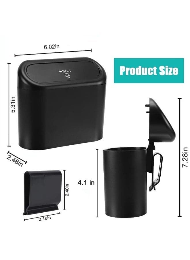 Plastic Car Trash Can with Lid – Mini Manual-Lift Vehicle Trash Bin, Car Garbage Organizer for Auto, Home, and Office (٢)