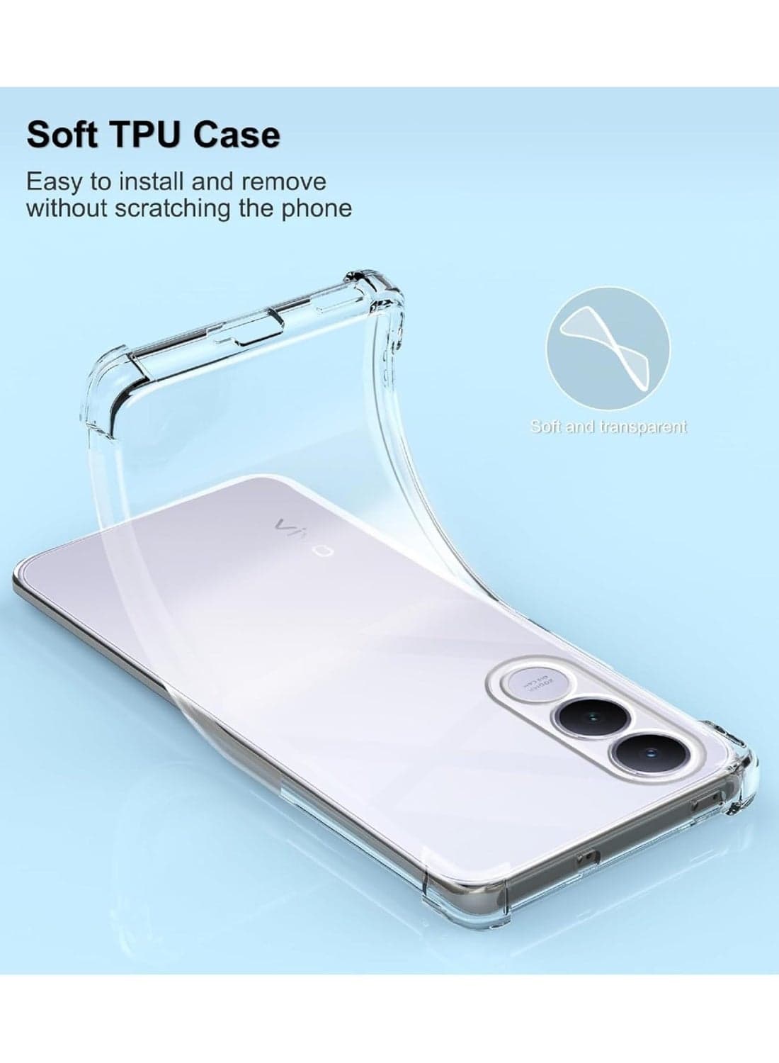 Case Compatible with Vivo V70 FE, Cover Silicone Transparent TPU Gorilla Anti-shock Protector Camera Shockproof Corners - Clear (٥)