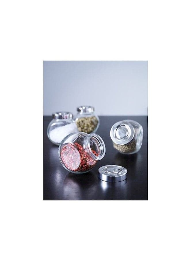 4-Piece Spice Jar Set Silver/Clear 8cm (٣)