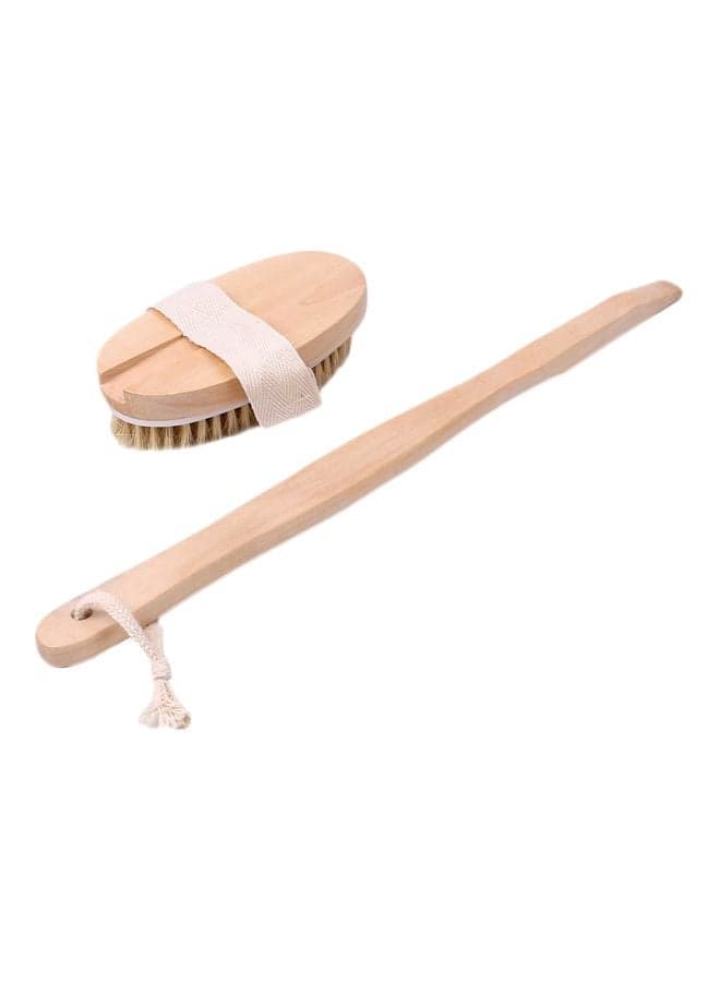 Wooden Long Handle Bath Brush Beige Body Brushes (٧)