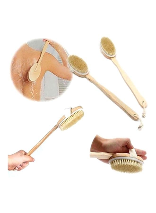 Wooden Long Handle Bath Brush Beige Body Brushes (٤)