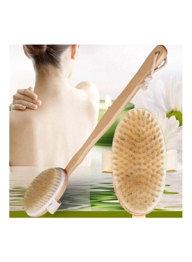 Wooden Long Handle Bath Brush Beige Body Brushes (٥)