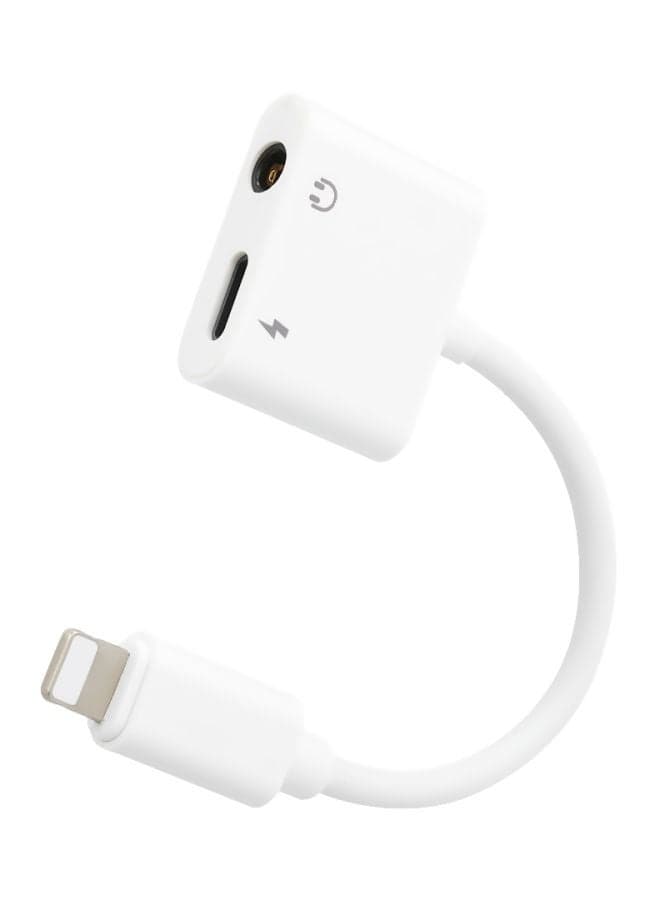 2 In 1 3.5 mm Headphone Jack And Lightning Charging Adapter For Apple iPhone X 8/8Plus/7/7Plus/6/6S Plus White Television Accessories (٤)