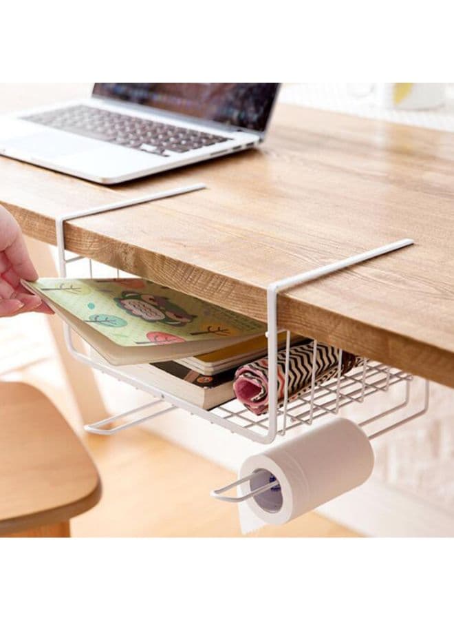 Under Shelf Hanging Storage Basket White 28.5 x 19.5 x 26cm Flatware Utensil Storage (٥)