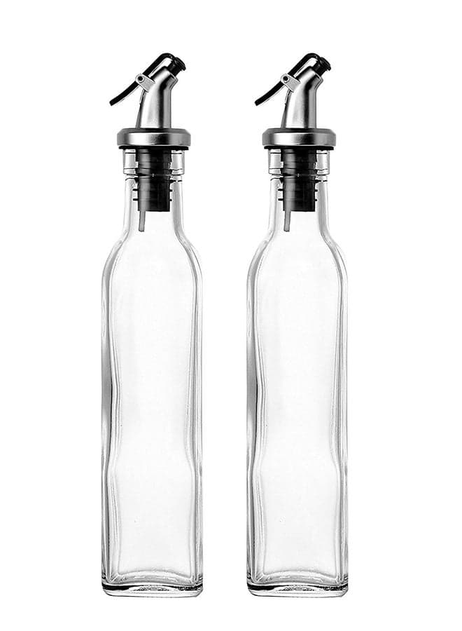 2-Piece Oil And Vinegar Cruet Glass Bottle Clear 100ml Storage bottles