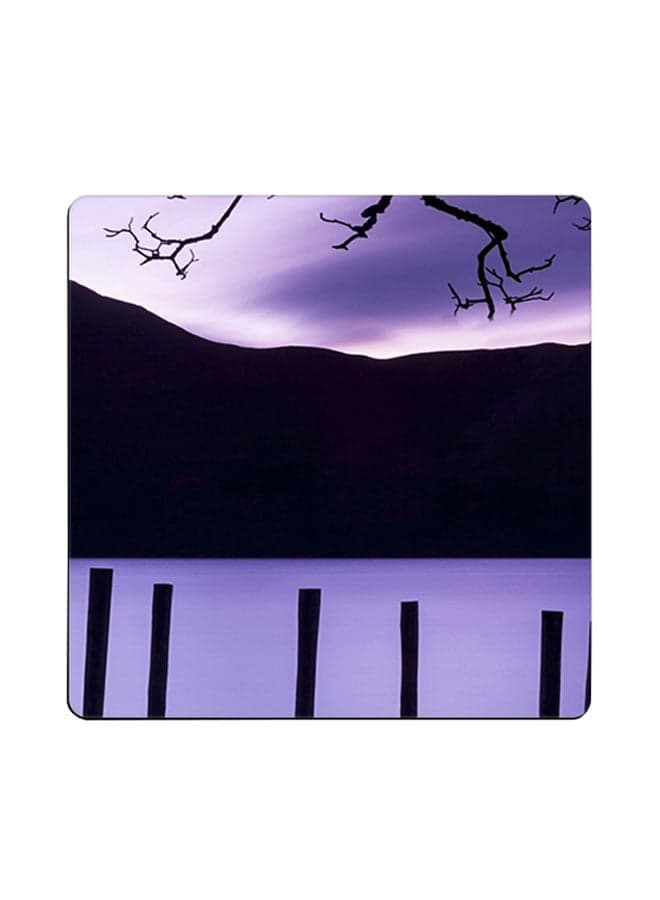 Purple World Scenery Printed Coaster Multicolour 9x9cm