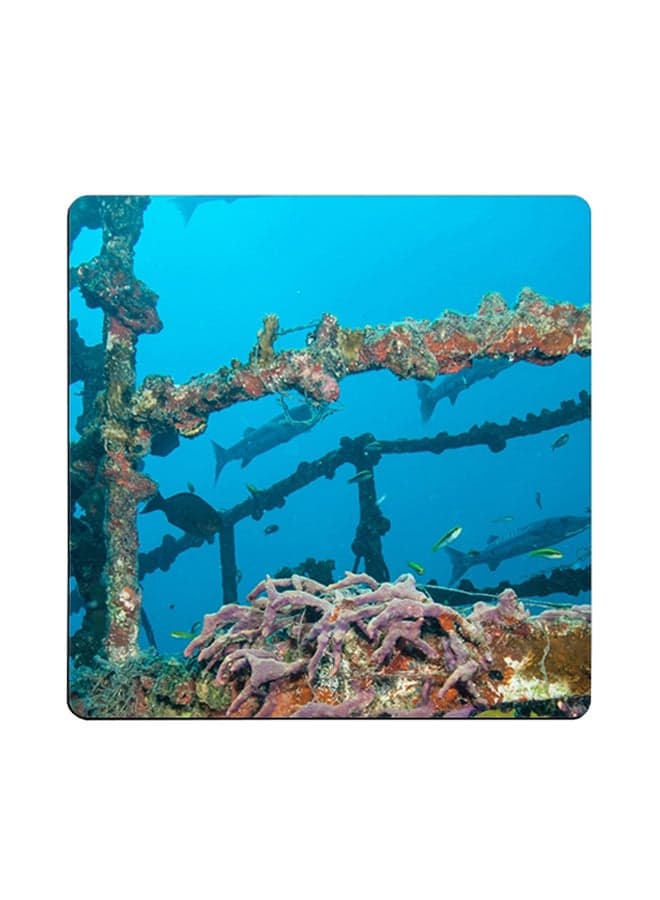 Relics Of The Sea Printed Coaster Multicolour 9x9cm