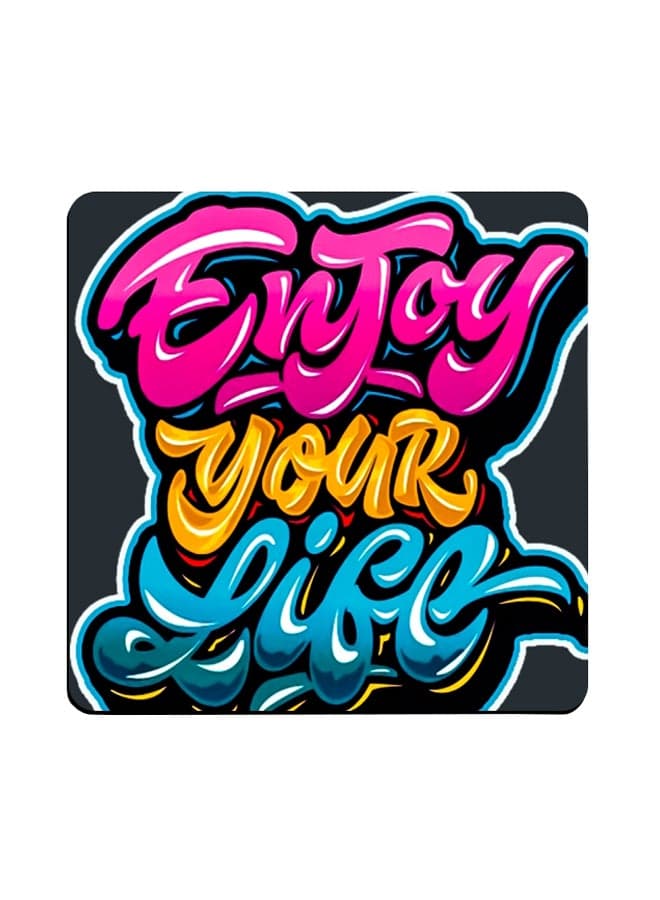 Text Printed Coaster Multicolour 9x9cm