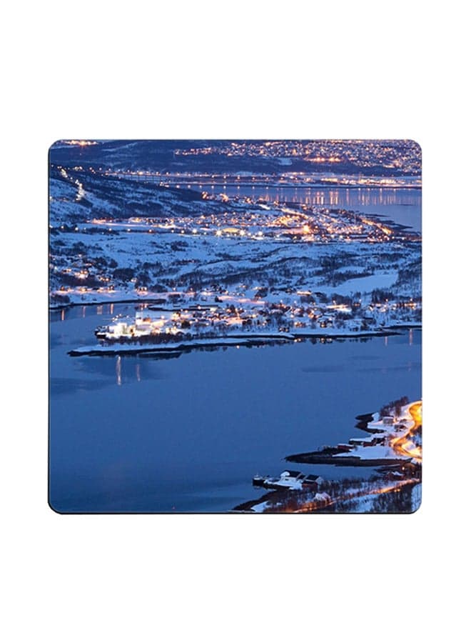 Snowy Night Printed Coaster Multicolour 9x9cm