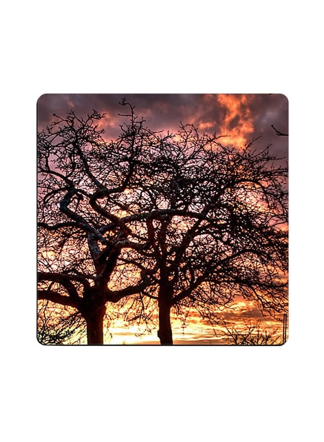 Printed Wooden Coaster Multicolour 9x9cm