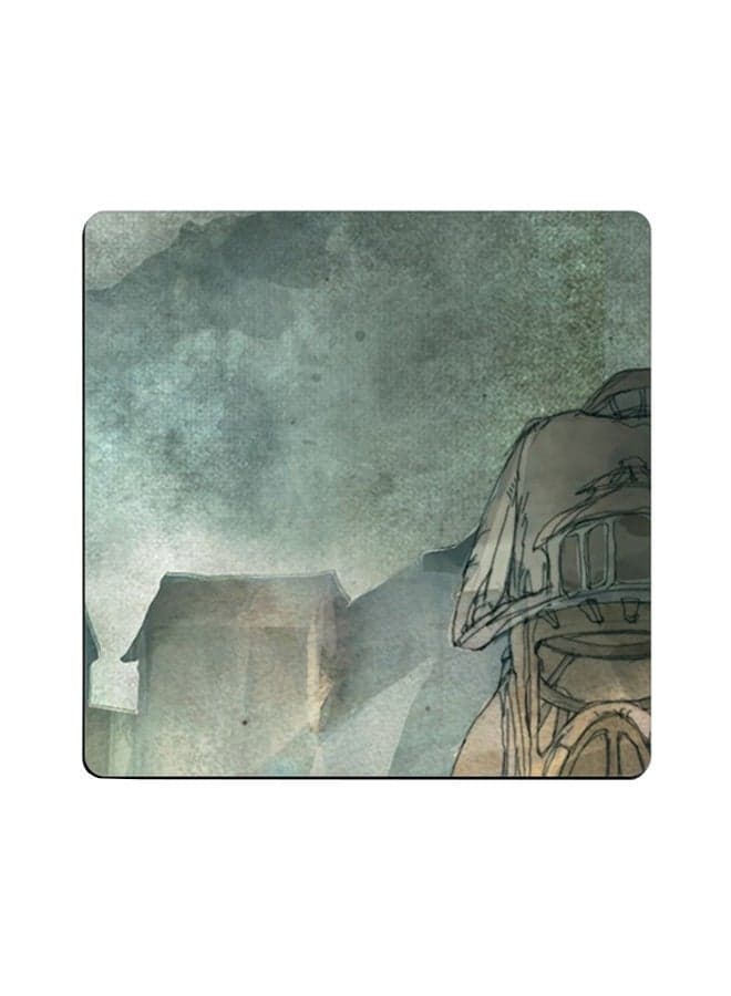 Printed Wooden Coaster Multicolour 9x9cm