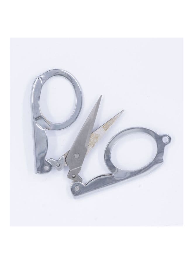 Stainless Steel Foldable Scissor Silver Eyebrow Grooming Scissors (٣)