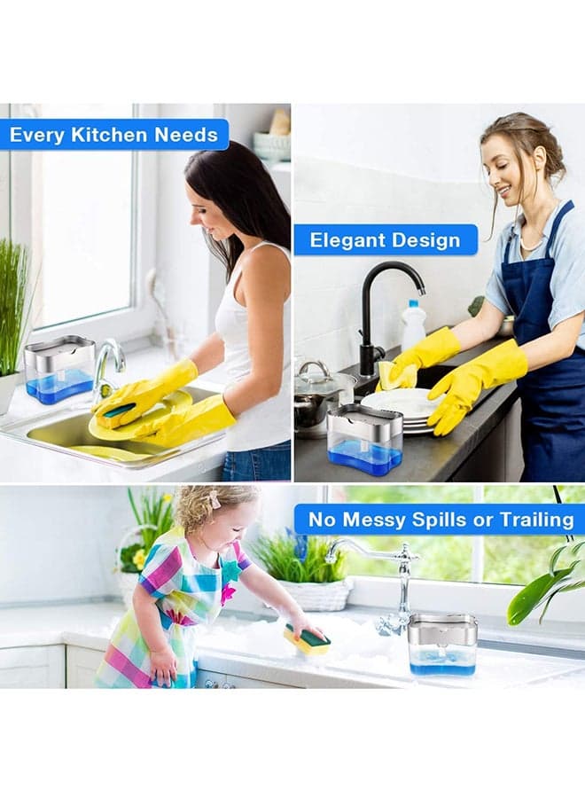 2-in-1 Dishwasher Soap Dispenser With Sponge Multicolor -cm Holders (٦)