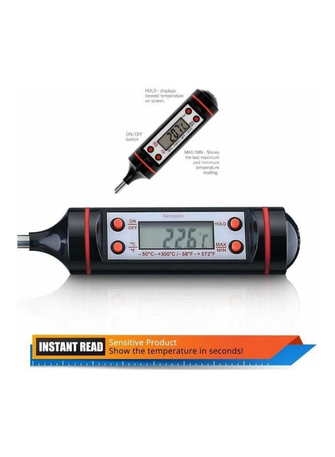 Digital Cooking Meat Thermometer Silver/Black 5.9inch Kitchen Thermometers (6)