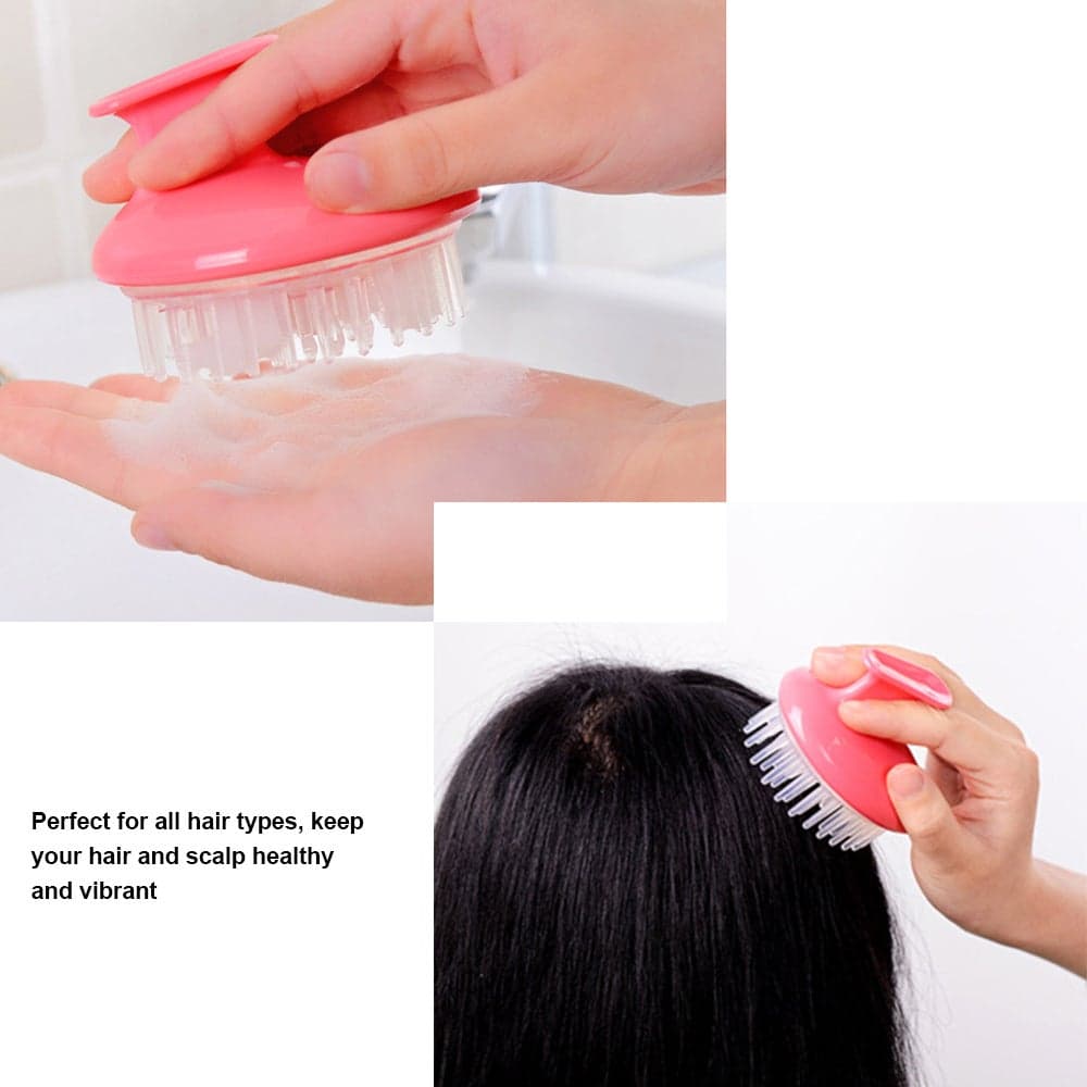 Silicone Head Body Shampoo Scalp Massage Brush Pink 9 x 7 x 7cm Styling Accessories (٥)