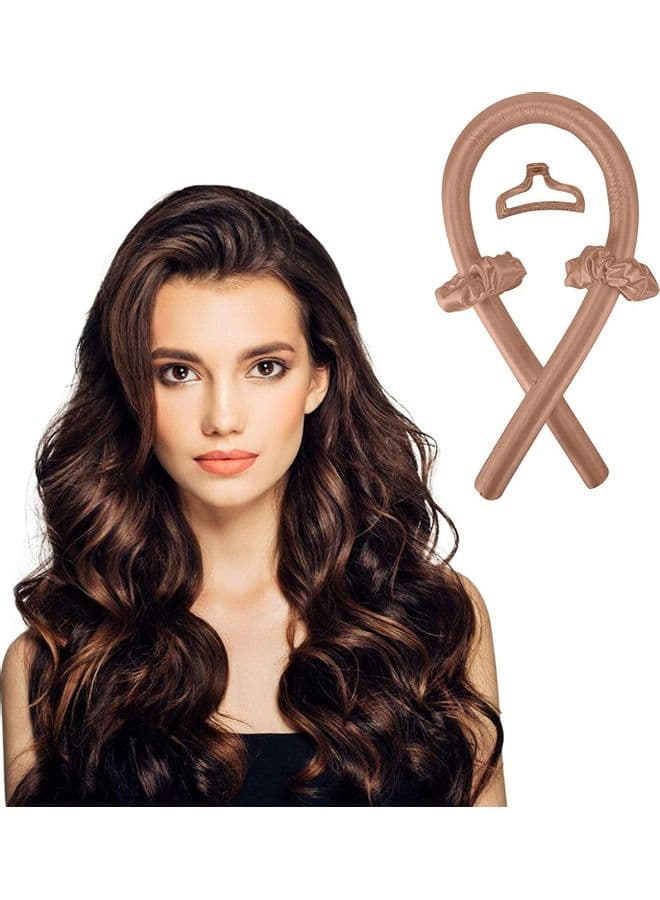 Sponge Heatless Curl Hair Ribbon Set Brown