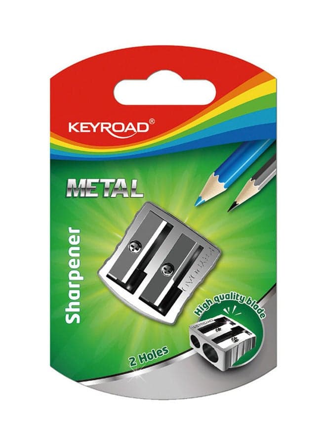2 Holes Metal Sharpener KR971683 Silver Pencil Sharpeners